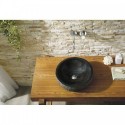 Adonia Natural Stone Bathroom Vessel Sink in Shanxi Black Granite
