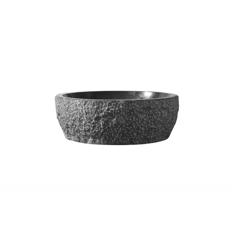 Melia Natural Stone Bathroom Vessel Sink in Shanxi Black Granite