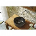 Melia Natural Stone Bathroom Vessel Sink in Shanxi Black Granite