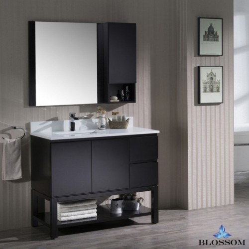 Monaco 42" Left Vanity Set with Mirror and Wall Cabinet