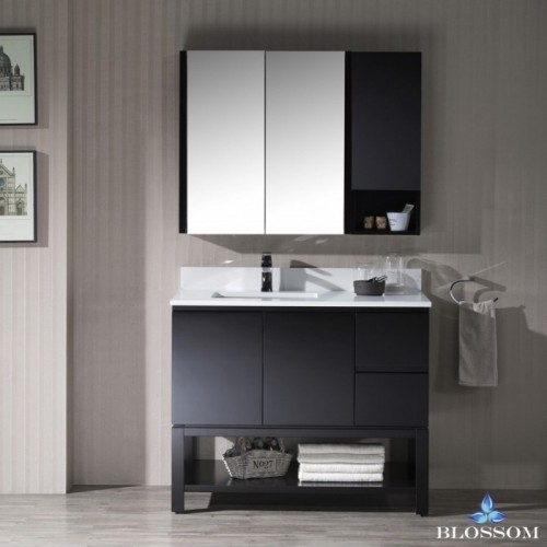 Monaco 42" Left Vanity Set with Medicine Cabinet and Wall Cabinet