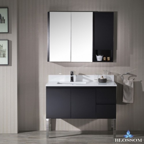 Monaco 42" Left Vanity Set with Medicine Cabinet and Chrome Legs