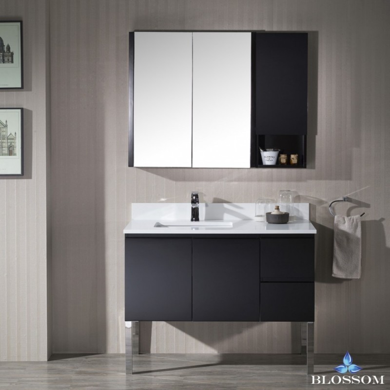 Monaco 42" Left Vanity Set with Medicine Cabinet and Chrome Legs