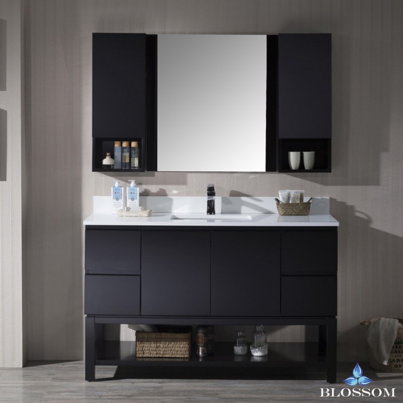 Monaco 54" Vanity Set with Mirror and Wall Cabinets