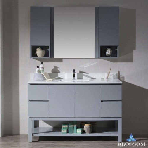 Monaco 54" Vanity Set with Mirror and Wall Cabinets