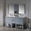 Monaco 60" Double Vanity Set with Mirror and Wall Cabinet