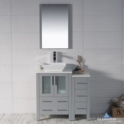 Sydney 36" Vanity Set with Vessel Sink and Side Cabinet