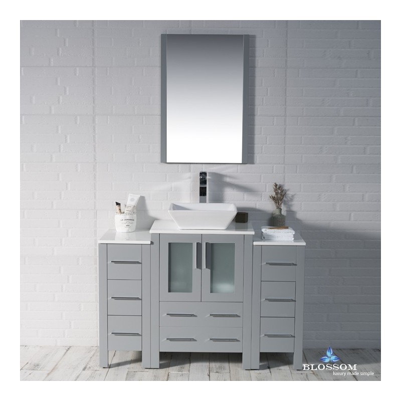 Sydney 48" Vanity Set with Vessel Sink and Double Side Cabinets
