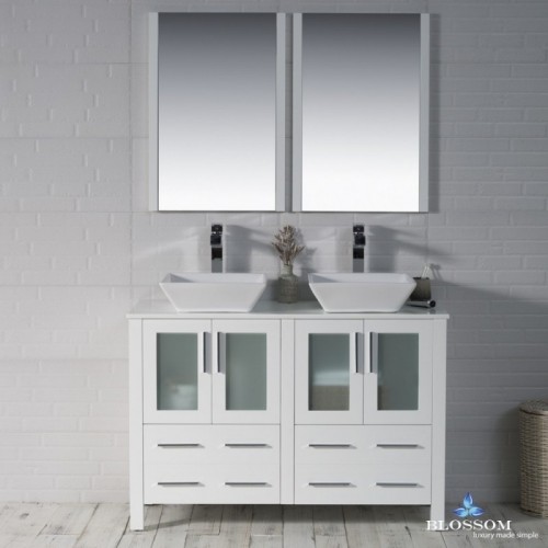 Sydney 48" Double Vanity Set with Vessel Sinks and Mirrors