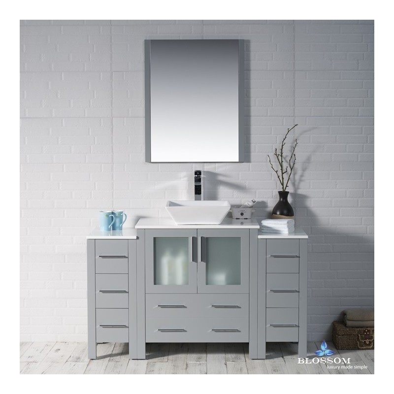 Sydney 54" Vanity Set with Vessel Sink and Double Side Cabinets