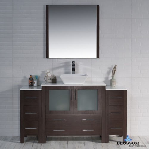 Sydney 60" Vanity Set with Vessel Sink and Double Side Cabinets