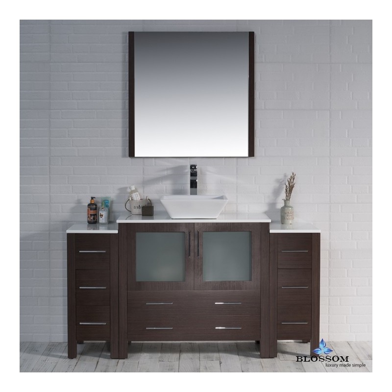 Sydney 60" Vanity Set with Vessel Sink and Double Side Cabinets