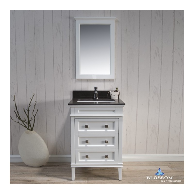 Bordeaux 24" Vanity Set with Mirror and Mocha Woodland Quartz Countertop