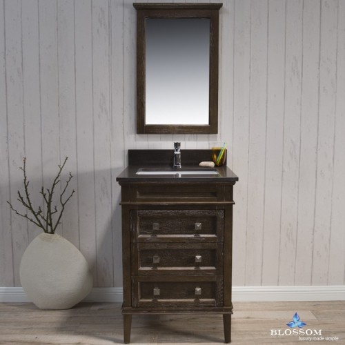 Bordeaux 24" Vanity Set with Mirror and Mocha Woodland Quartz Countertop
