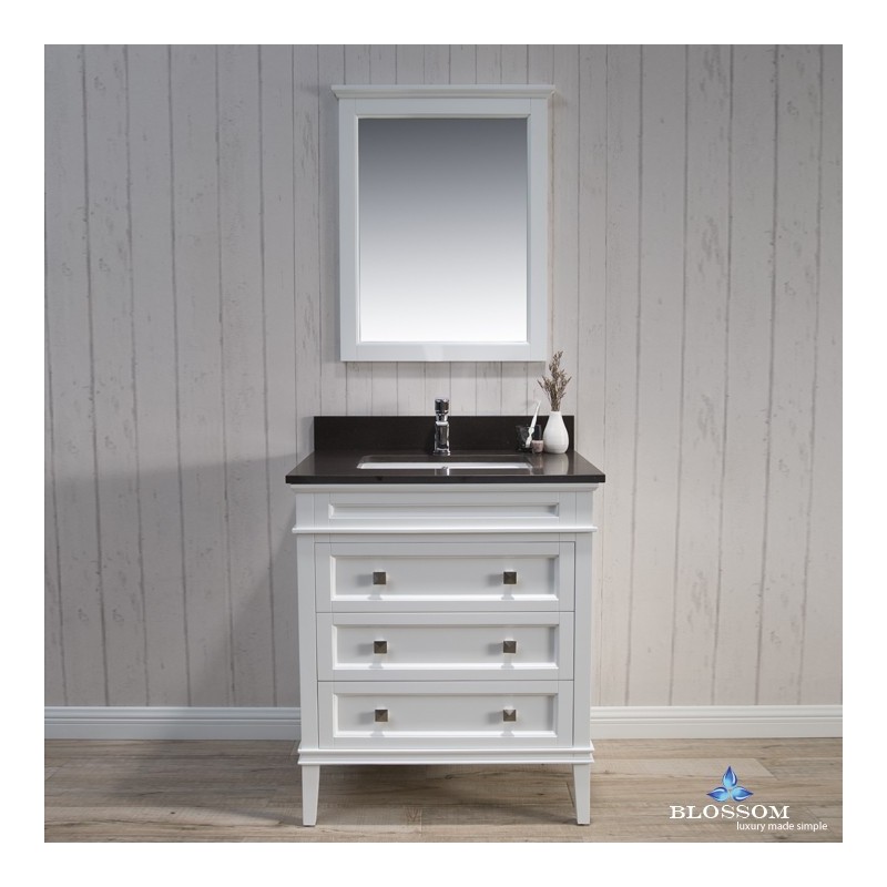 Bordeaux 30" Vanity Set with Mirror and Mocha Woodland Quartz Countertop