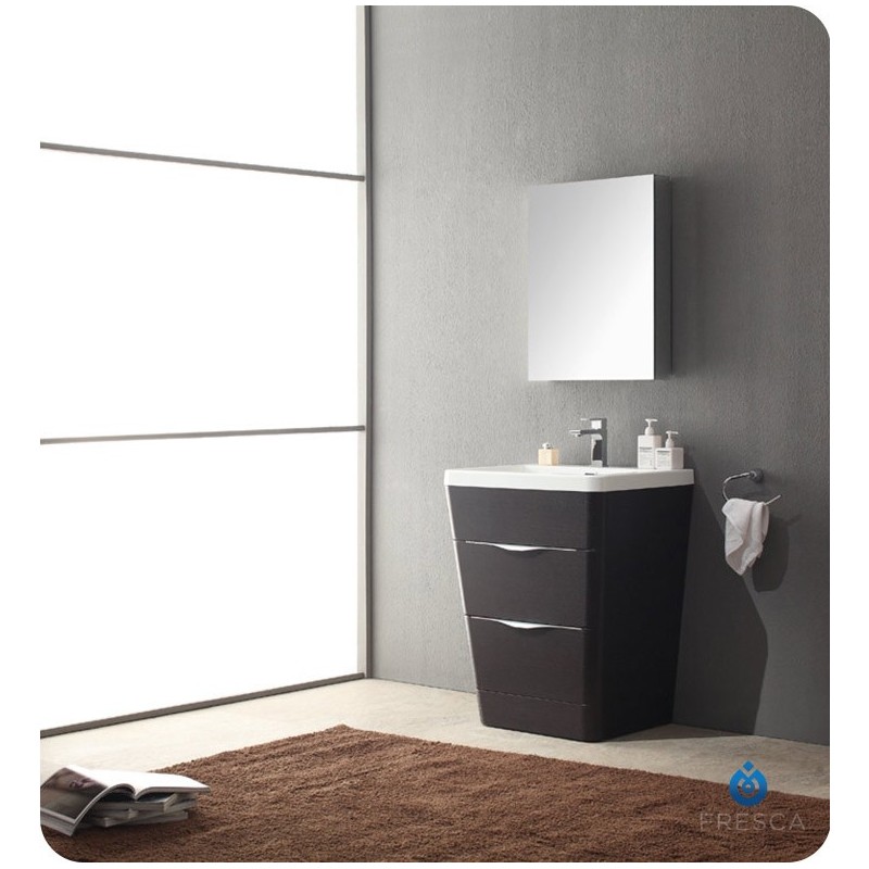 Fresca FVN8525CN Milano 25" Modern Bathroom Vanity with Medicine Cabinet and Faucet in Chestnut