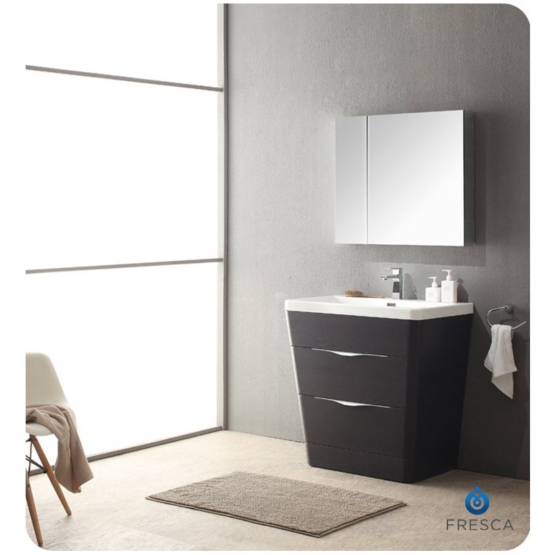 Fresca FVN8532CN Milano 31" Modern Bathroom Vanity with Medicine Cabinet and Faucet in in Chestnut