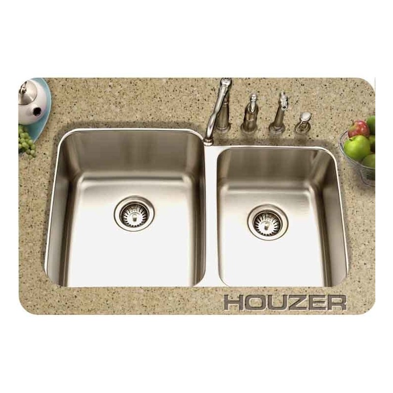 Houzer MES-3221-1 Medallion Gourmet Undermount 60/40 Double Bowl Sink