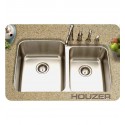 Houzer MES-3221-1 Medallion Gourmet Undermount 60/40 Double Bowl Sink