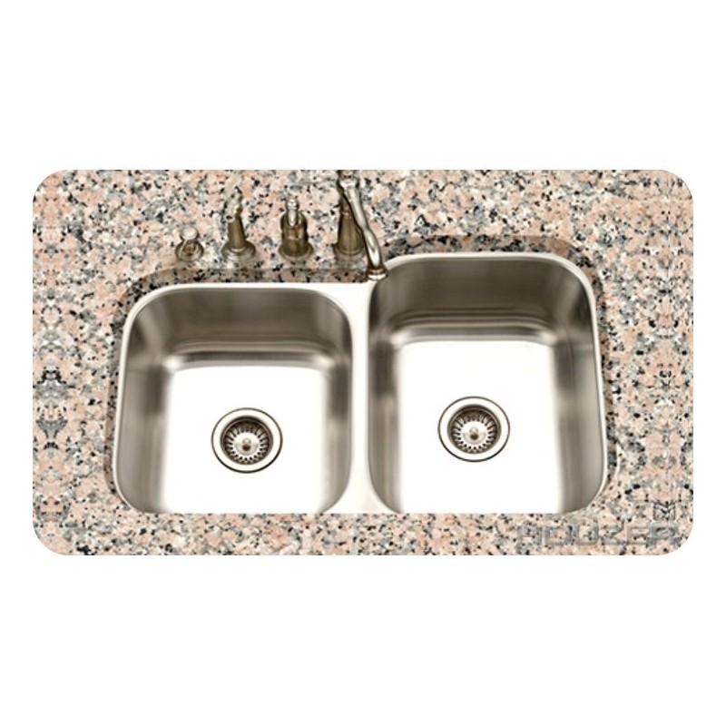 Houzer STE-2300SL-1 Double Basin Undermount Kitchen Sink with Super-Silencer and StoneGuard
