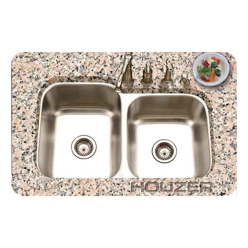 Houzer STE-2300SR-1 Undermount Large Left Basin Kitchen Sink