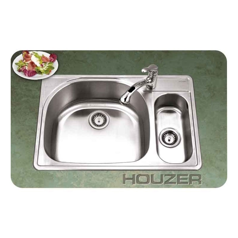 Houzer PMG-3322SR-1 Self Rimming 80 / 20 Large Left Basin Kitchen Sink