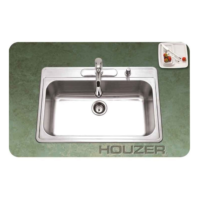 Houzer PGS-3122-1-1 Single Basin Drop-In Stainless Steel Kitchen Sink
