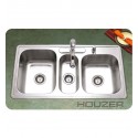 Houzer PGT-4322-1 Self Rimming Triple Basin Kitchen Sink