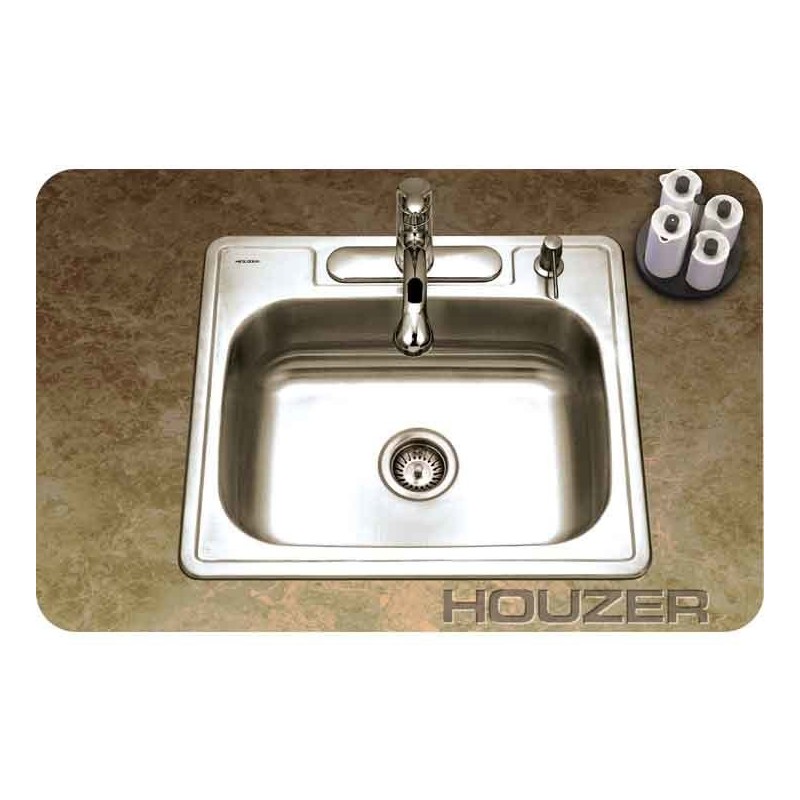 Houzer A2522-65BS3-1 Self Rimming 3 Hole Single Basin Kitchen Sink