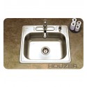 Houzer A2522-65BS3-1 Self Rimming 3 Hole Single Basin Kitchen Sink