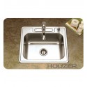Houzer 2522-9BS3-1 Self Rimming 3 Hole Single Basin Kitchen Sink