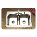 Houzer 3322-9BS3-1 Self Rimming 3 Hole Double Basin Kitchen Sink