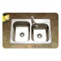 Houzer ISL-3322BS1-1 Self Rimming 60 / 40 Double Basin Single Hole Kitchen Sink