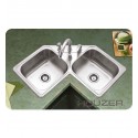 Houzer LCR-3221-1 Self Rimming Double Basin Corner Kitchen Sink