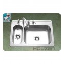 Houzer LHD-3322-1 Self Rimming 80 / 20 Large Right Basin Kitchen Sink