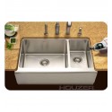 Houzer EPO-3370SR Farm House Undermount 70 / 30 Large Left Basin Kitchen Sink