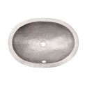 Houzer HW-ELI2EF Oval Undermount Hand Hammered Copper Bathroom Sink in Pewter Finish