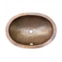 Houzer HW-ELI1EF Oval Undermount Hand Hammered Copper Bathroom Sink in Antique Copper Finish