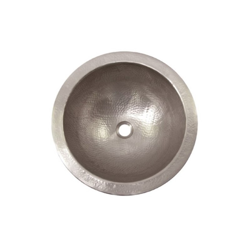 Houzer HW-AUG2RF Undermount Round Hand Hammered Copper Bathroom Sink in Pewter Finish