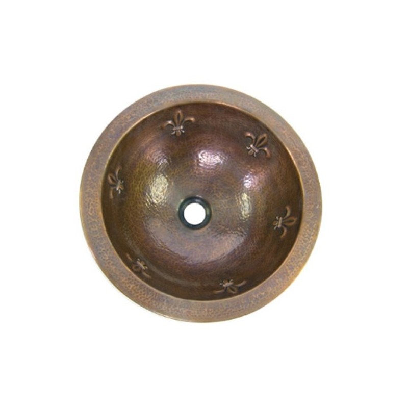 Houzer HW-FAM1RF Undermount Hand Hammered Copper Bathroom Sink in Antique Copper Finish