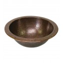 Houzer HW-CLA1RF Undermount Round Hand Hammered Copper Bathroom Sink in Antique Copper Finish
