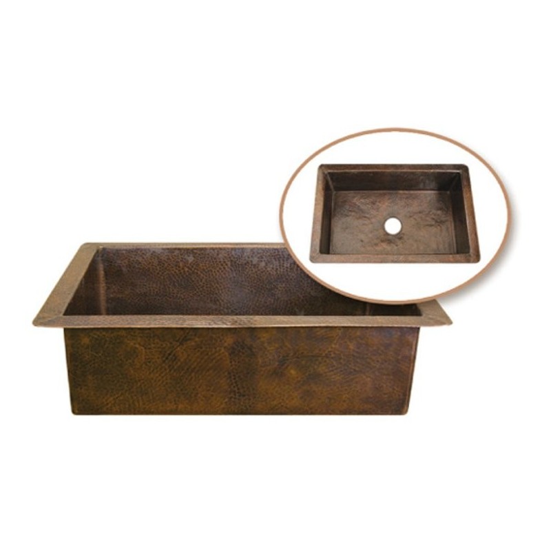 Houzer HW-CHA11 Undermount Single Basin Hand Hammered Copper Kitchen Sink