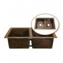 Houzer HW-CHA12 Undermount Double Basin Hand Hammered Copper Kitchen Sink
