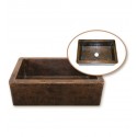 Houzer HW-COP11 Farm House Undermount Single Basin Hand Hammered Copper Kitchen Sink