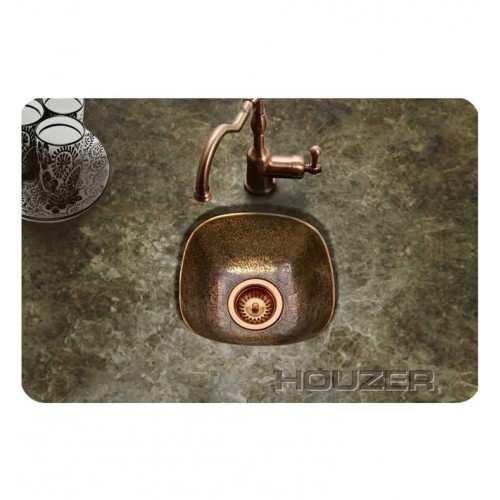 Houzer HW-SCH1BF Undermount Hand Hammered Copper Bar Sink in Antique Copper Finish