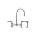 Franke FF6080a Satin Nickel Bridge High Arch Kitchen Faucet with Side Spray