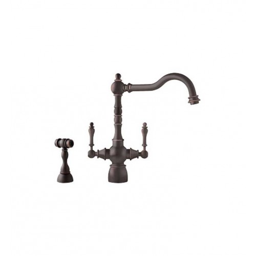 Franke FHF460 Old World Dark Bronze Farm House Kitchen Faucet with Side Spray