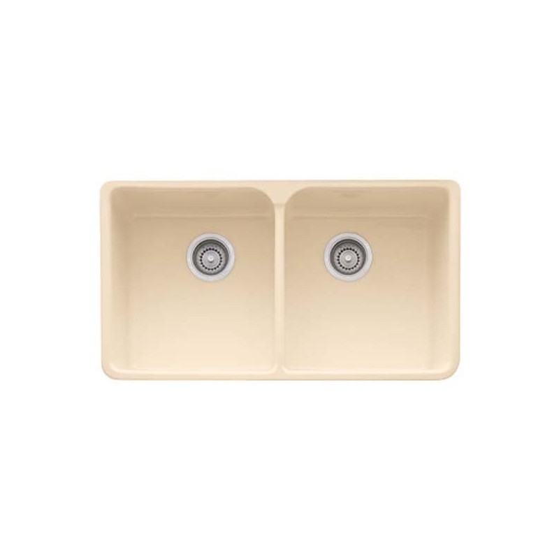 Franke MHK720-35BT Manor House Double Basin Farmhouse Fireclay Kitchen Sink in Biscuit