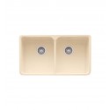 Franke MHK720-35BT Manor House Double Basin Farmhouse Fireclay Kitchen Sink in Biscuit