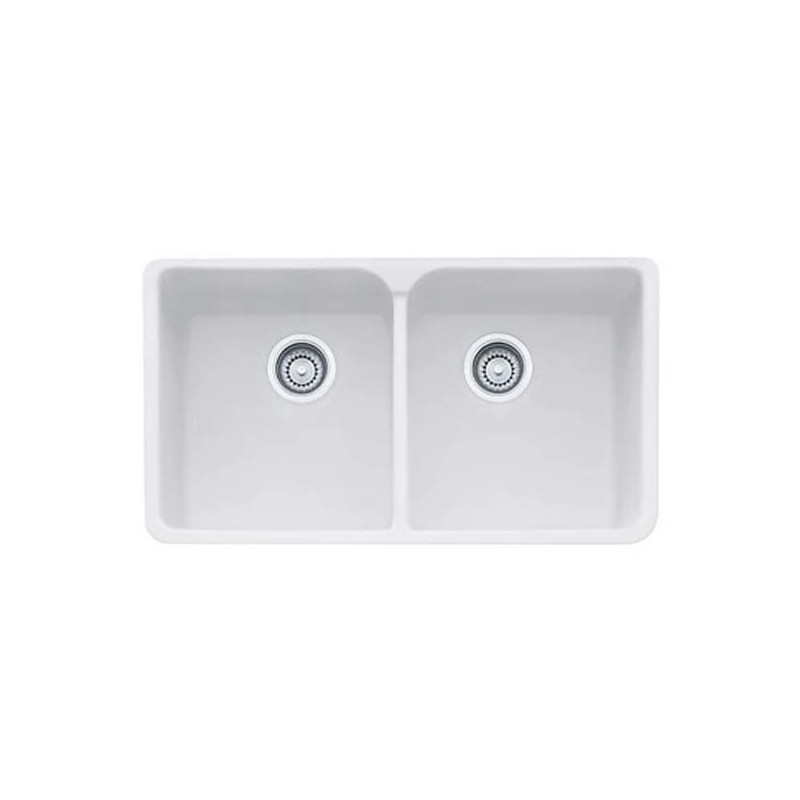 Franke MHK720-35MW Manor House Double Basin Farmhouse Fireclay Kitchen Sink in Matte White